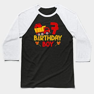 7Th Birthday Boy 7 Truck Dump Construction Birthday Boys Baseball T-Shirt